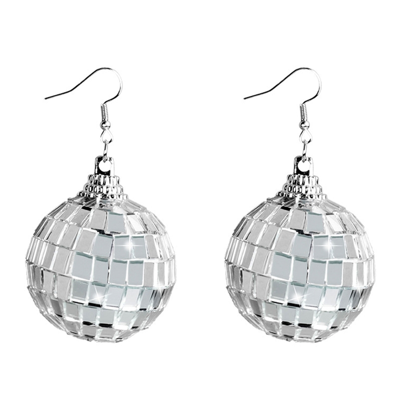 Women'S Fashion Of The 70S - 31BB Boucles d'oreilles boule disco boucles