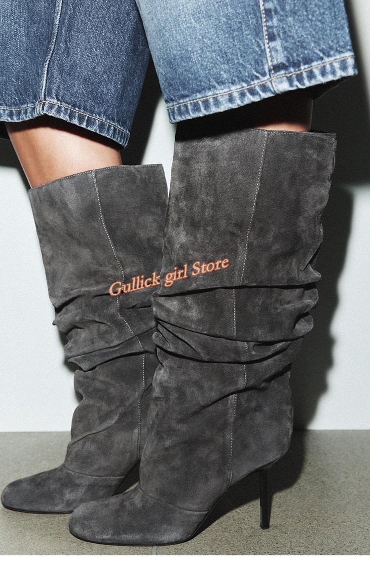 Women'S Fashion Winter 2026 - Bottines en daim à bout rond,