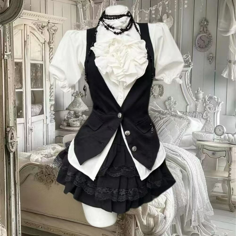 Puff Sleeve Blouse - Ensemble 3 pièces Style Lolita esthétique