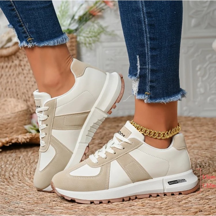 Women'S Yellow Fashion Sneakers - Baskets rayées légères pour femmes, chaussures