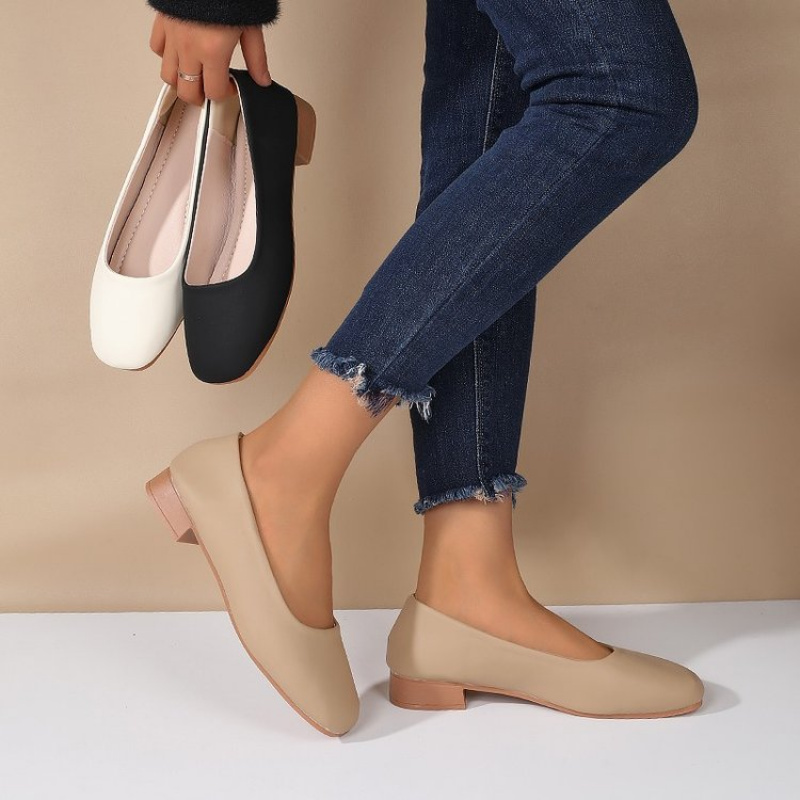 Women Fashion Heels - Chaussures décontractées en cuir souple à