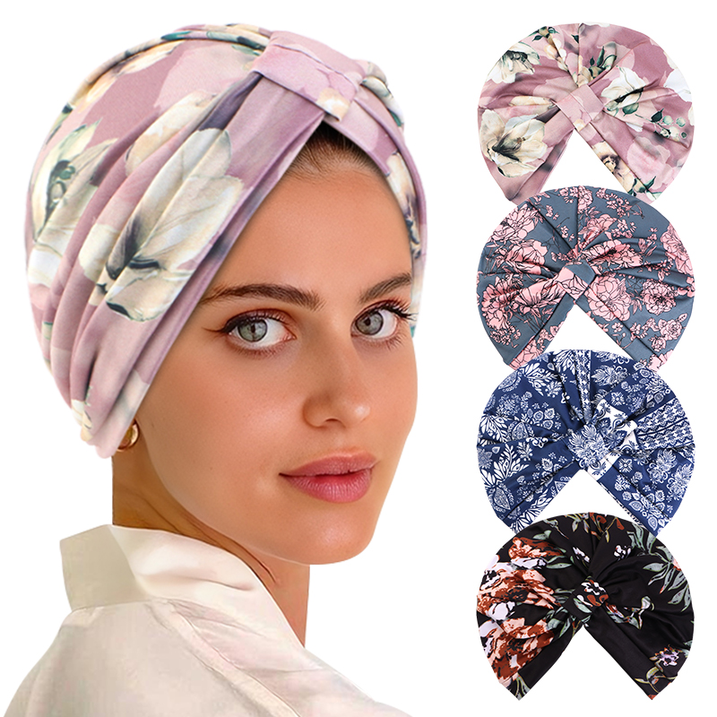 Women'S Fashion Visor - Nouveau bohême imprimé fleuri Turban pré-attaché