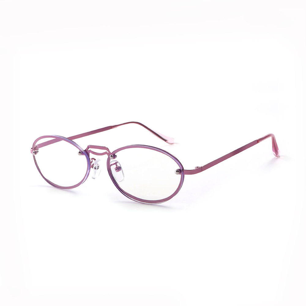 Women'S Fashion Glasses With Clear Lenses - Lunettes de lecture ovales violettes anti-lumière