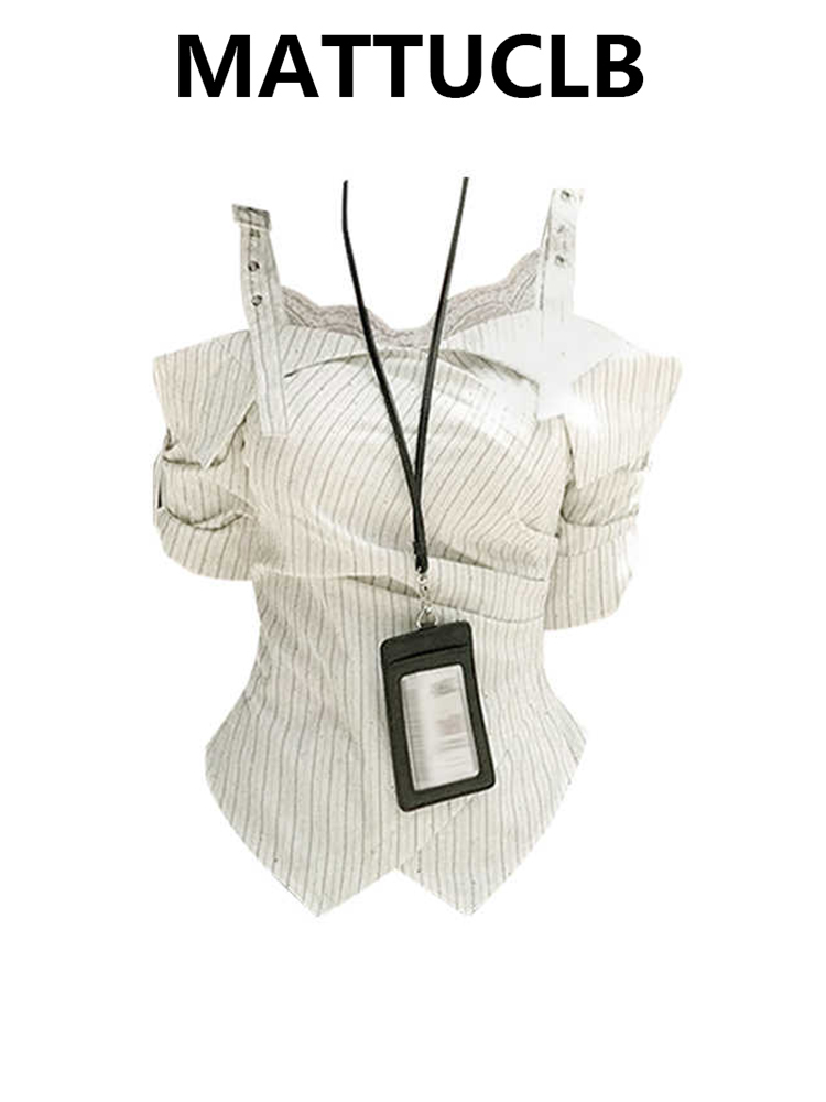 Women'S Y2K Fashion Aesthetic - Nouvelle Blouse Rayée à Manches Courtes
