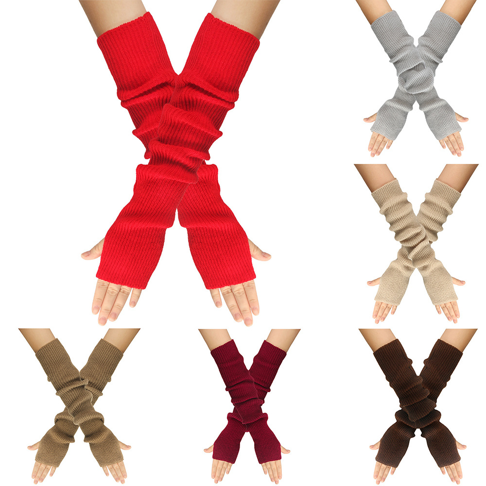 Women'S Fashion Gloves - Gants tricotés pour femmes, couleur unie