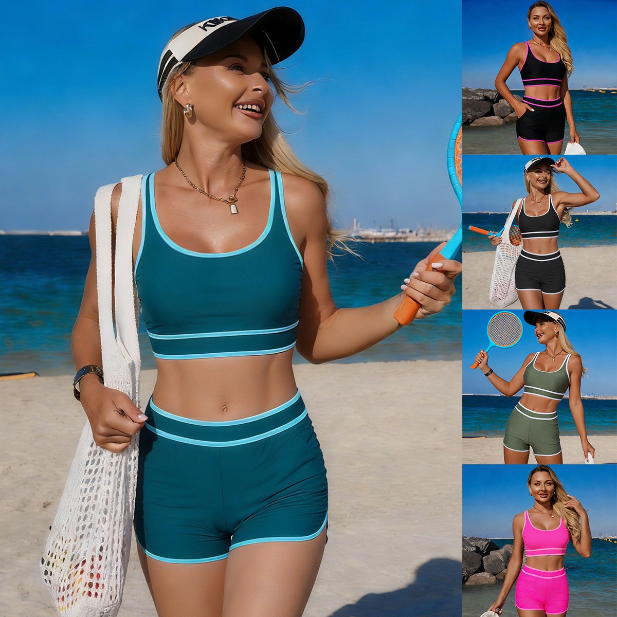 Crop Top Women - Bikini vert olive, haut court sans