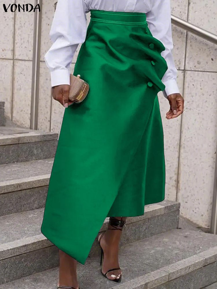 A-Line Skirt Midi - Grande taille Satin Jupes VONDA femmes