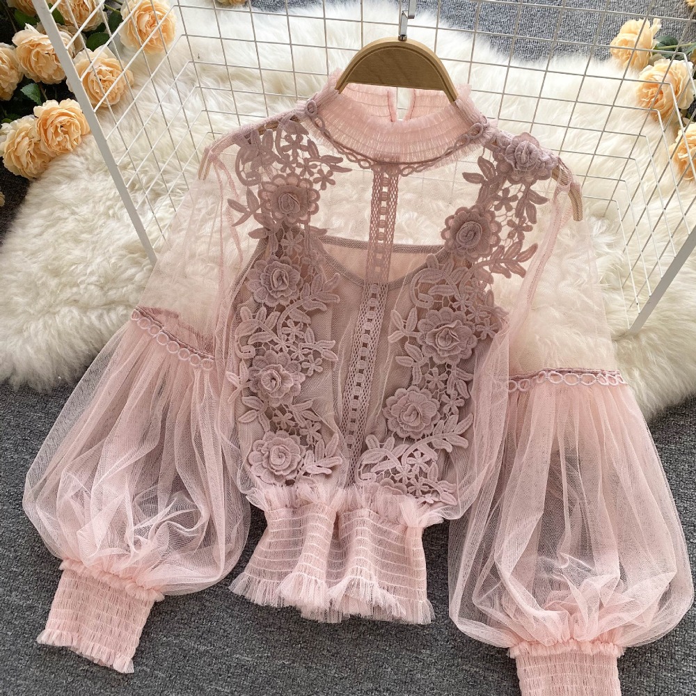 2 pièces/ensemble dentelle bou - Puff Sleeve Blouse avis et prix