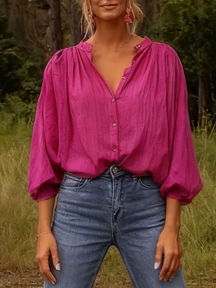 Chemise élégante à manches lon - Puff Sleeve Blouse avis et prix