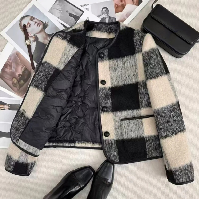 Manteau en laine matelassé cou - Women'S Fashion Quilted Jacket avis et prix
