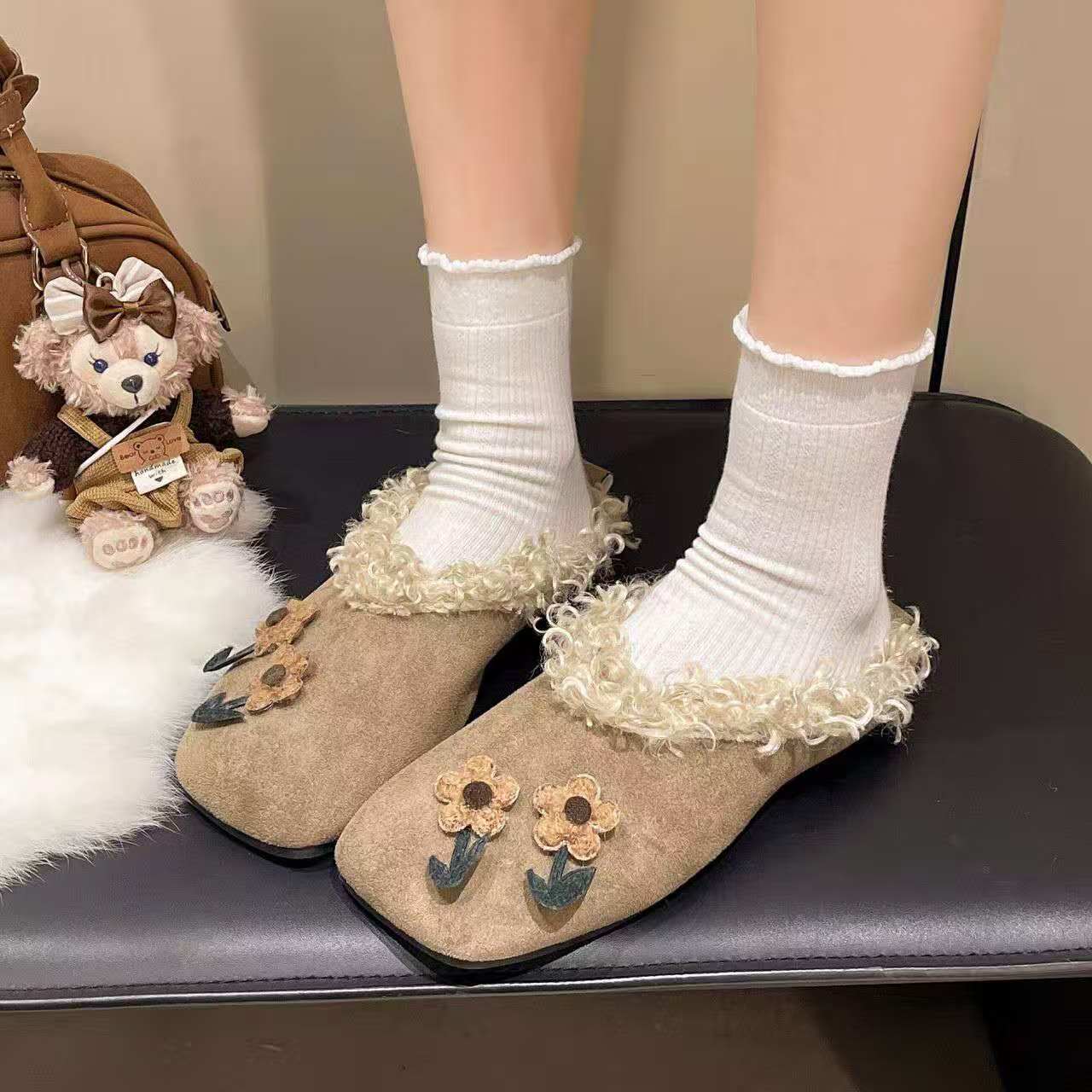 Pantoufles plates en peluche p - Women'S Fashion Winter 2026 avis et prix