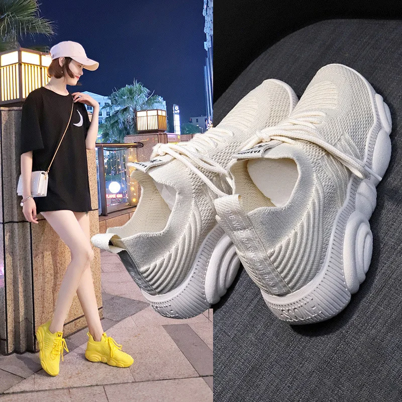 Baskets jaunes respirantes à p - Women'S Yellow Fashion Sneakers avis et prix