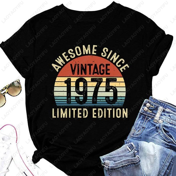 Vintage 1975 T-Shirts pour fem - Women'S Fashion Of The 70S avis et prix