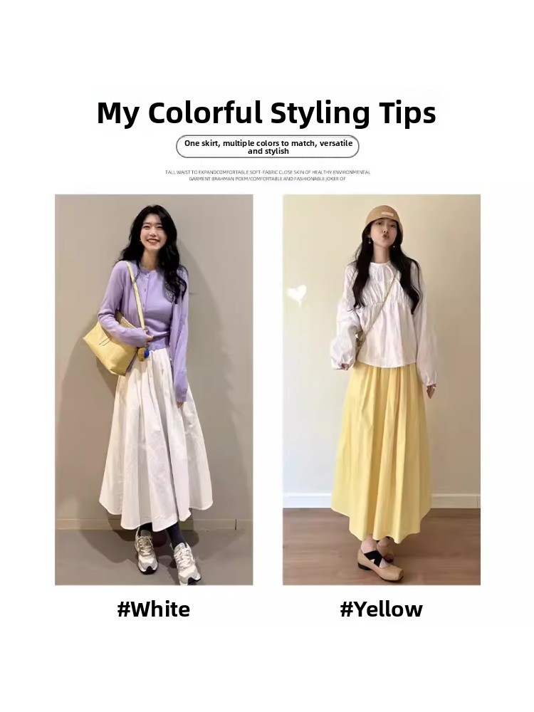 Jupe midi trapèze jaune pour f - A-Line Skirt Midi avis et prix