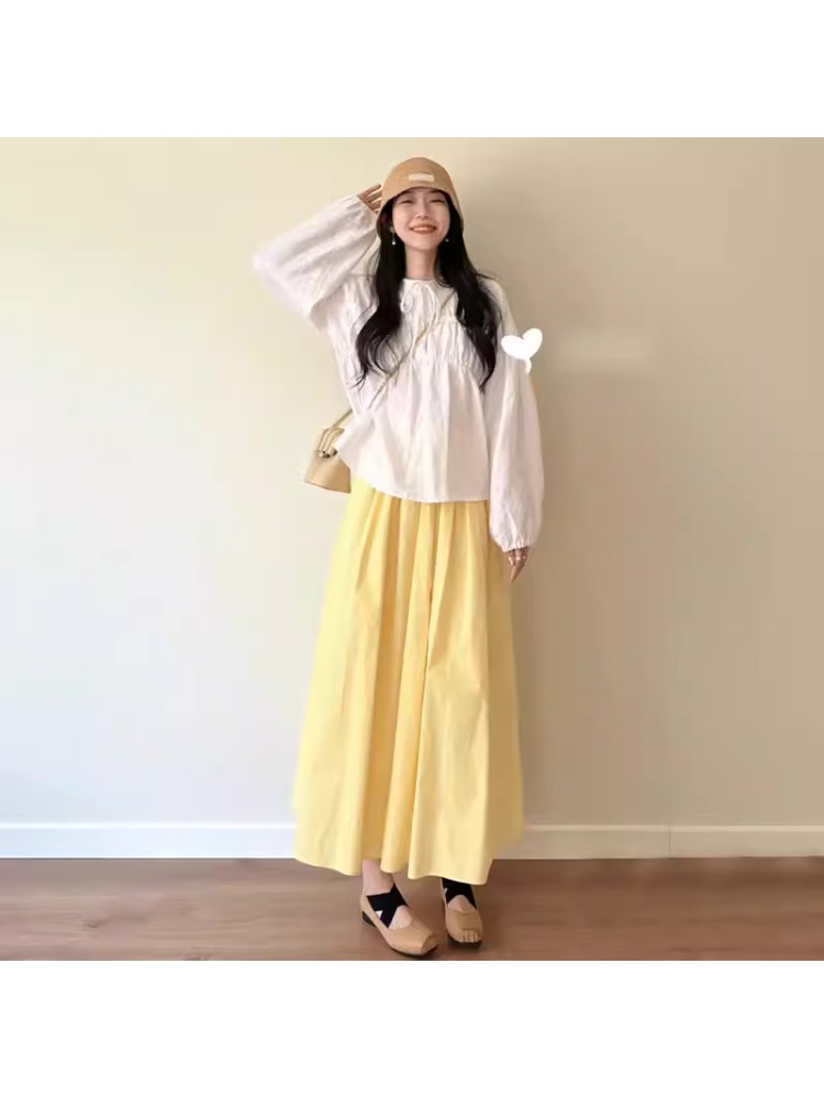 Jupe midi trapèze jaune pour f - A-Line Skirt Midi avis et prix