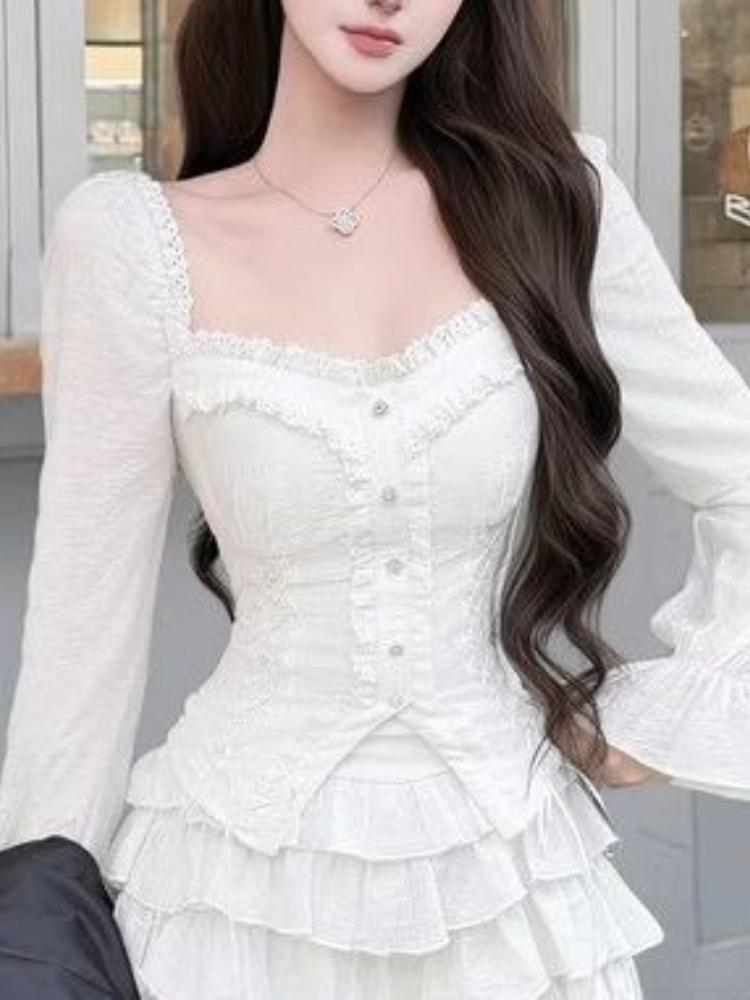 Ensemble 2 pièces élégant fran - Puff Sleeve Blouse avis et prix
