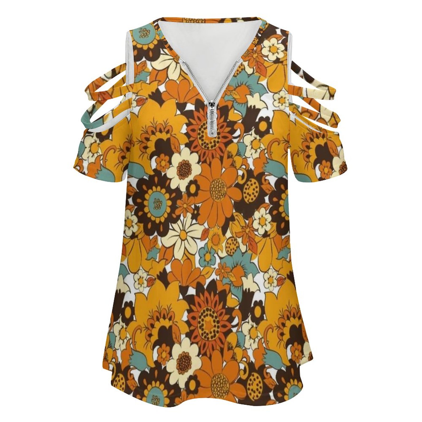 T-Shirt manches courtes col en - Women'S Fashion Of The 70S avis et prix