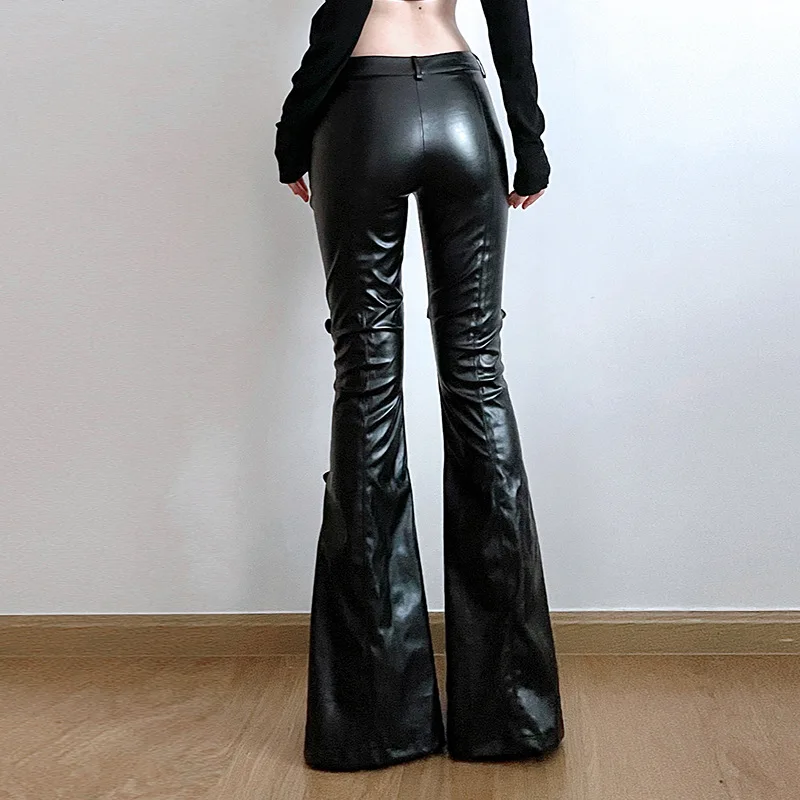 Pantalon évasé en cuir PU pour - Women'S Y2K Fashion Aesthetic avis et prix